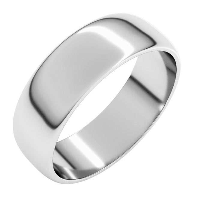 14K Yellow Or White Or Rose Gold Or Sterling Silver Or Platinum Or Palladium Lightweight Half Round Band