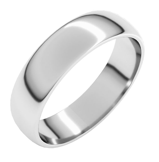 14K Yellow Or White Or Rose Gold Or Sterling Silver Or Platinum Or Palladium Lightweight Half Round Band
