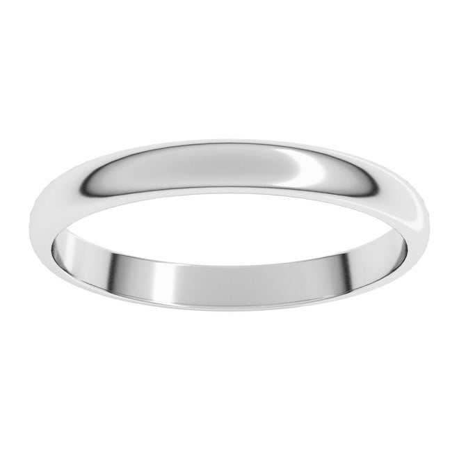 14K Yellow Or White Or Rose Gold Or Sterling Silver Or Platinum Or Palladium Lightweight Half Round Band