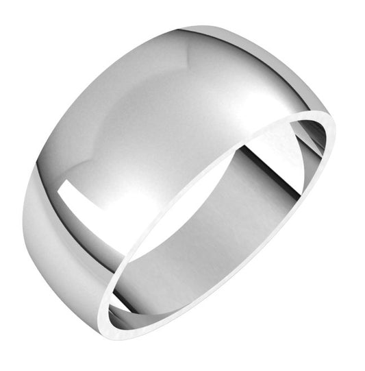 14K White Gold 9 mm Tapered Half Round Band Size 10