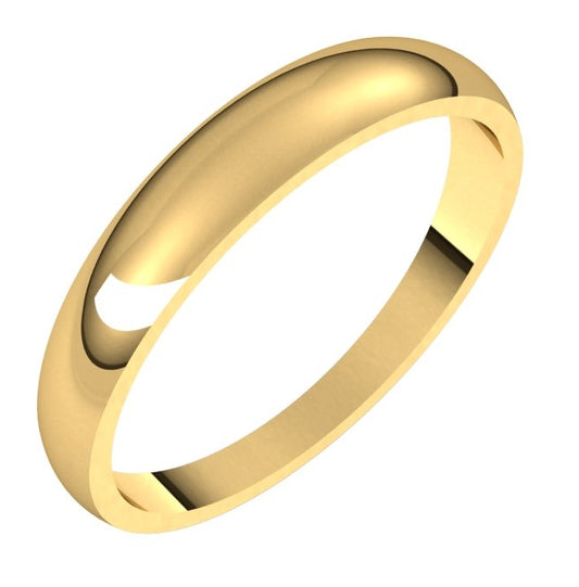 10K Yellow Gold 3.5 mm Tapered Half Round Band Size 6.5