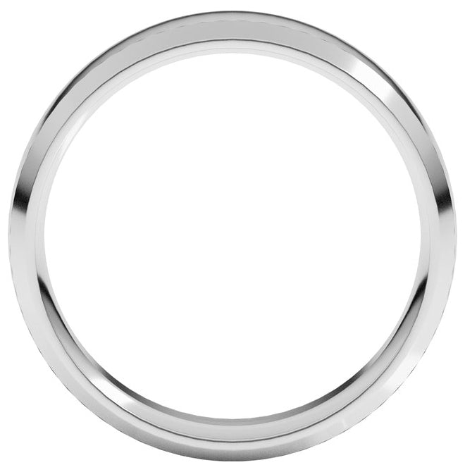 14K Yellow Or White Or Rose Gold Or Sterling Silver Or Platinum Beveled-Edge Comfort-Fit Half Round Band