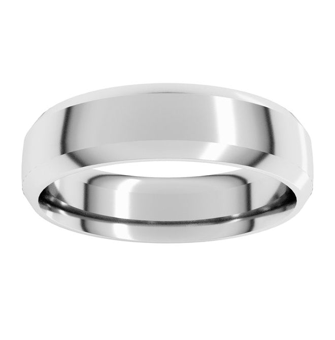 10K Yellow Or White Gold Beveled-Edge Comfort-Fit Half Round Band