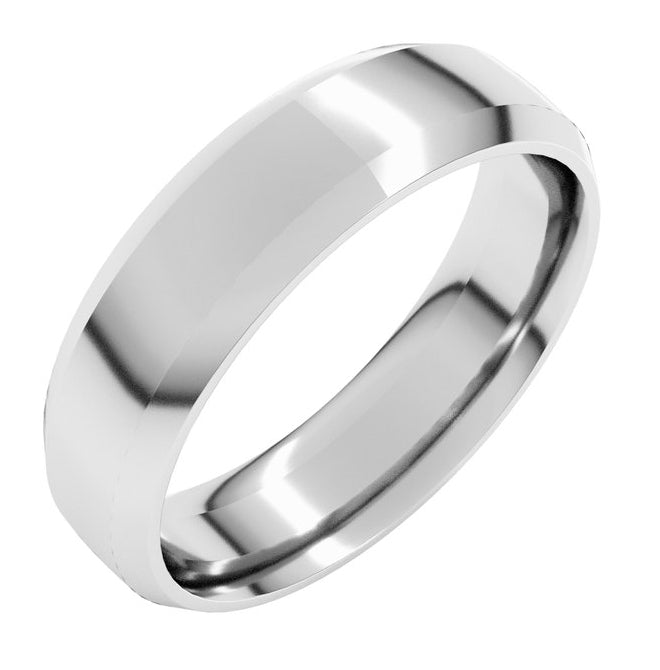 18K Yellow Or White Or Rose Gold Beveled-Edge Comfort-Fit Half Round Band