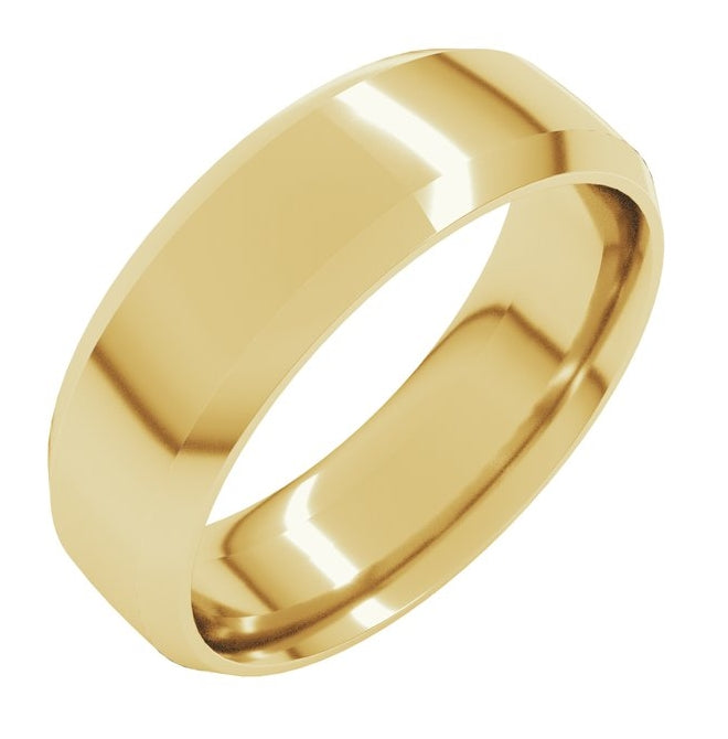 14K Yellow Or White Or Rose Gold Or Sterling Silver Or Platinum Beveled-Edge Comfort-Fit Half Round Band