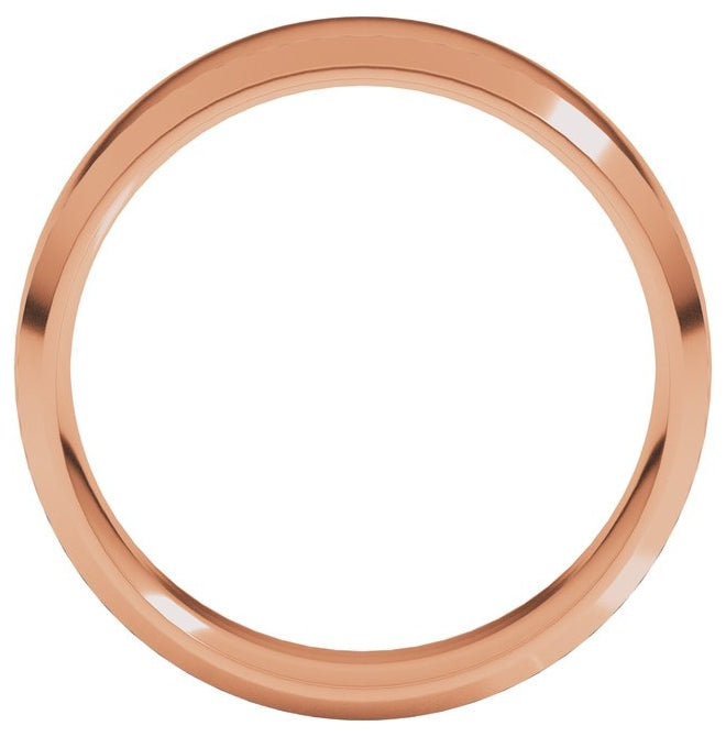 18K Yellow Or White Or Rose Gold Beveled-Edge Comfort-Fit Half Round Band