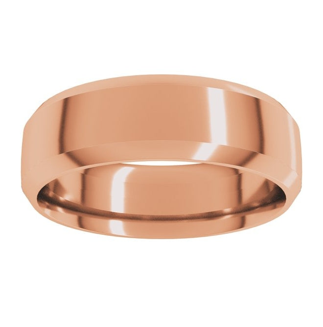 18K Yellow Or White Or Rose Gold Beveled-Edge Comfort-Fit Half Round Band