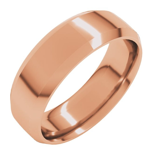 14K Yellow Or White Or Rose Gold Or Sterling Silver Or Platinum Beveled-Edge Comfort-Fit Half Round Band