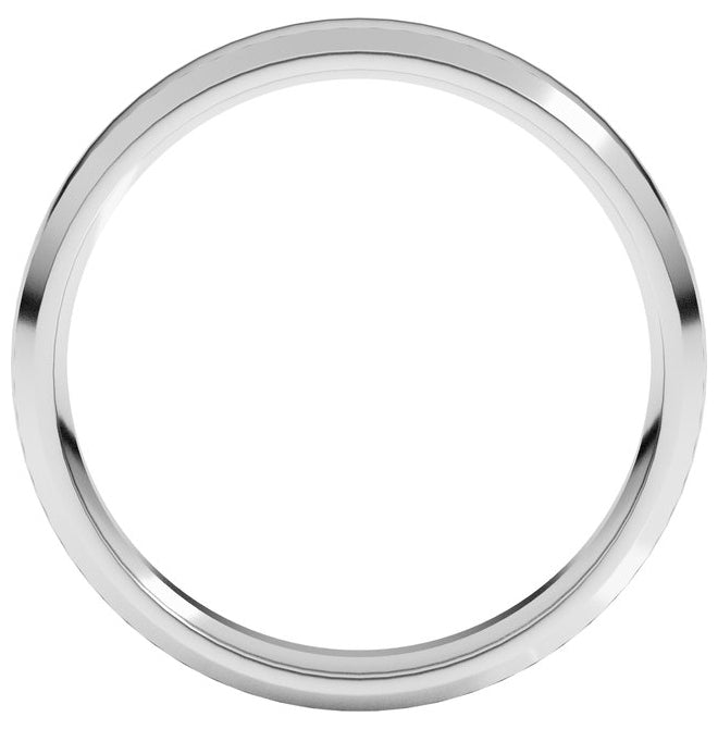 14K Yellow Or White Or Rose Gold Or Sterling Silver Or Platinum Beveled-Edge Comfort-Fit Half Round Band
