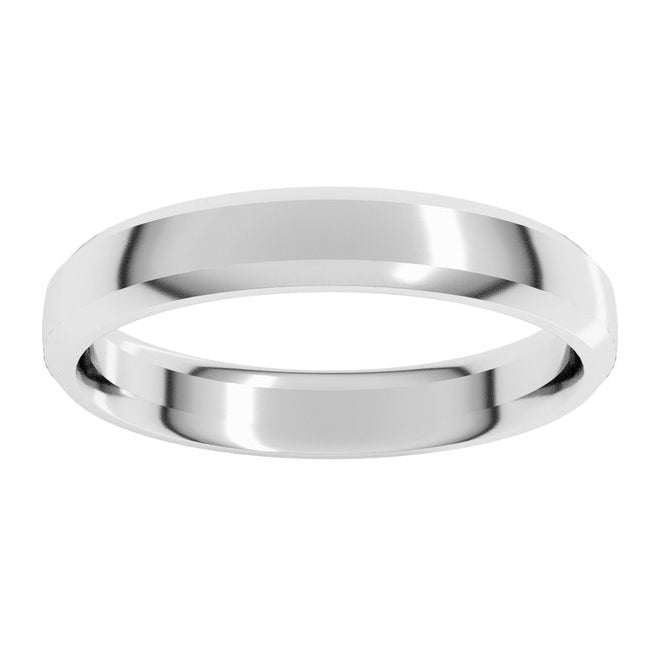14K Yellow Or White Or Rose Gold Or Sterling Silver Or Platinum Beveled-Edge Comfort-Fit Half Round Band
