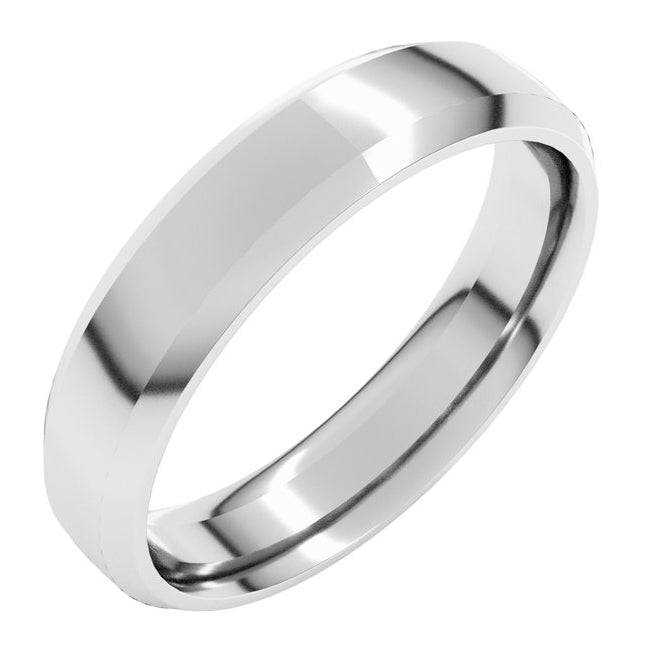 10K Yellow Or White Gold Beveled-Edge Comfort-Fit Half Round Band