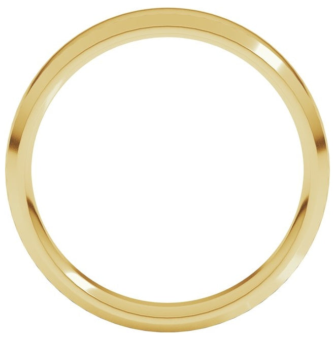 18K Yellow Or White Or Rose Gold Beveled-Edge Comfort-Fit Half Round Band