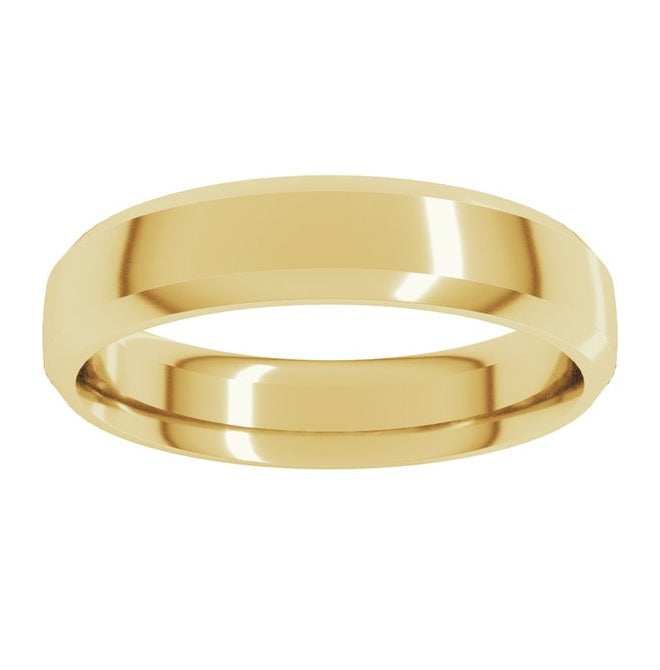 14K Yellow Or White Or Rose Gold Or Sterling Silver Or Platinum Beveled-Edge Comfort-Fit Half Round Band