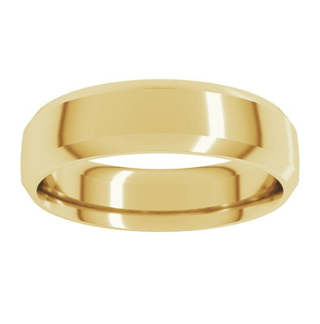 14K Yellow Or White Or Rose Gold Or Sterling Silver Or Platinum Beveled-Edge Comfort-Fit Half Round Band