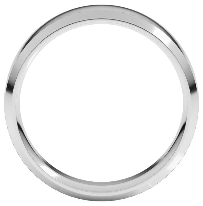 14K Yellow Or White Or Rose Gold Or Sterling Silver Or Platinum Beveled-Edge Comfort-Fit Half Round Band