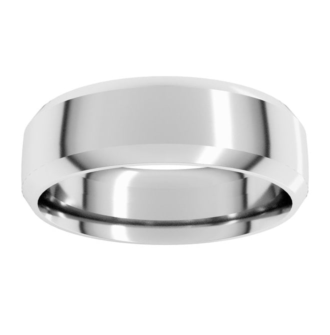 14K Yellow Or White Or Rose Gold Or Sterling Silver Or Platinum Beveled-Edge Comfort-Fit Half Round Band