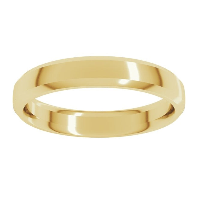14K Yellow Or White Or Rose Gold Or Sterling Silver Or Platinum Beveled-Edge Comfort-Fit Half Round Band