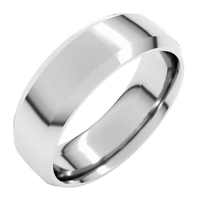 14K Yellow Or White Or Rose Gold Or Sterling Silver Or Platinum Beveled-Edge Comfort-Fit Half Round Band