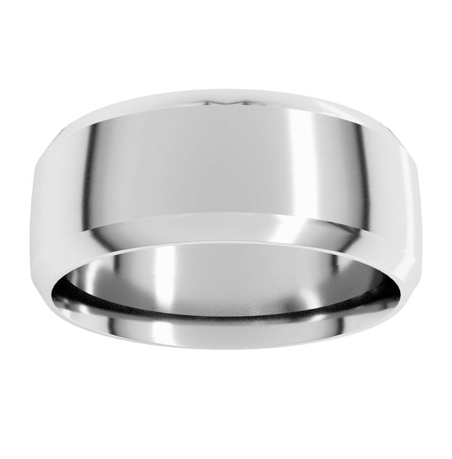14K Yellow Or White Or Rose Gold Or Sterling Silver Or Platinum Beveled-Edge Comfort-Fit Half Round Band