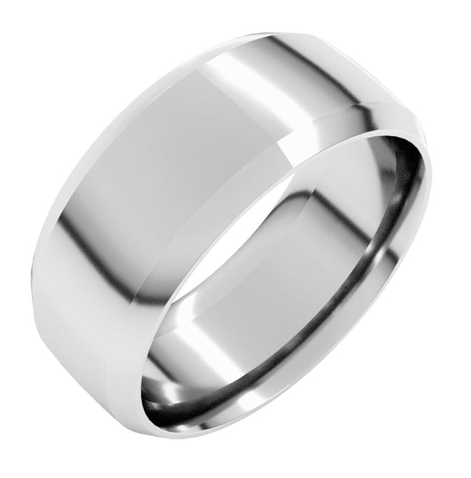 14K Yellow Or White Or Rose Gold Or Sterling Silver Or Platinum Beveled-Edge Comfort-Fit Half Round Band