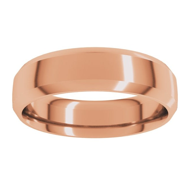 14K Yellow Or White Or Rose Gold Or Sterling Silver Or Platinum Beveled-Edge Comfort-Fit Half Round Band