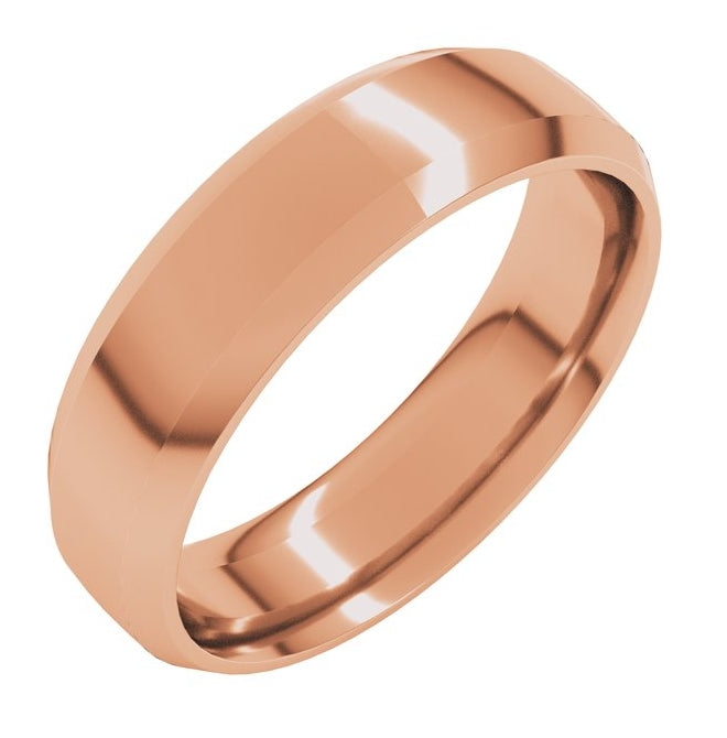 14K Yellow Or White Or Rose Gold Or Sterling Silver Or Platinum Beveled-Edge Comfort-Fit Half Round Band