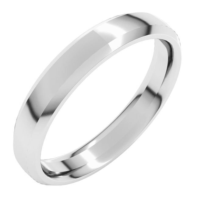 14K Yellow Or White Or Rose Gold Or Sterling Silver Or Platinum Beveled-Edge Comfort-Fit Half Round Band