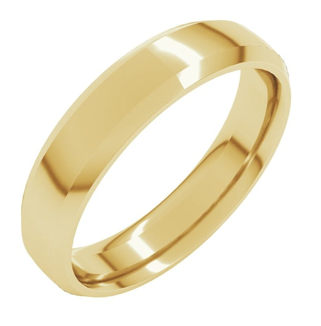 14K Yellow Or White Or Rose Gold Or Sterling Silver Or Platinum Beveled-Edge Comfort-Fit Half Round Band