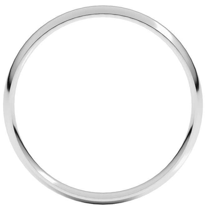 14K White Gold 3 mm Ultra-Lightweight Comfort-Fit Half Round Band Size 6.5