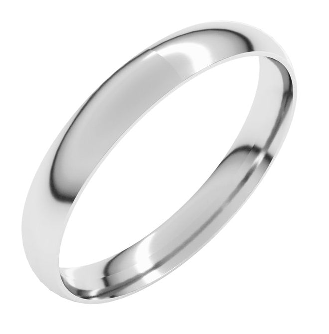 14K White Gold 3 mm Ultra-Lightweight Comfort-Fit Half Round Band Size 6.5