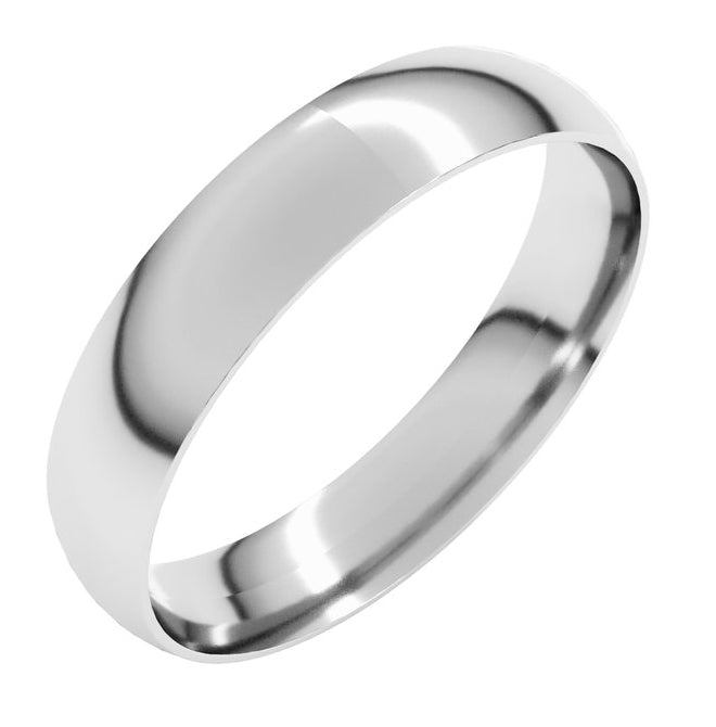 10K White Gold 4 mm Ultra-Lightweight Comfort-Fit Half Round Band Size 9