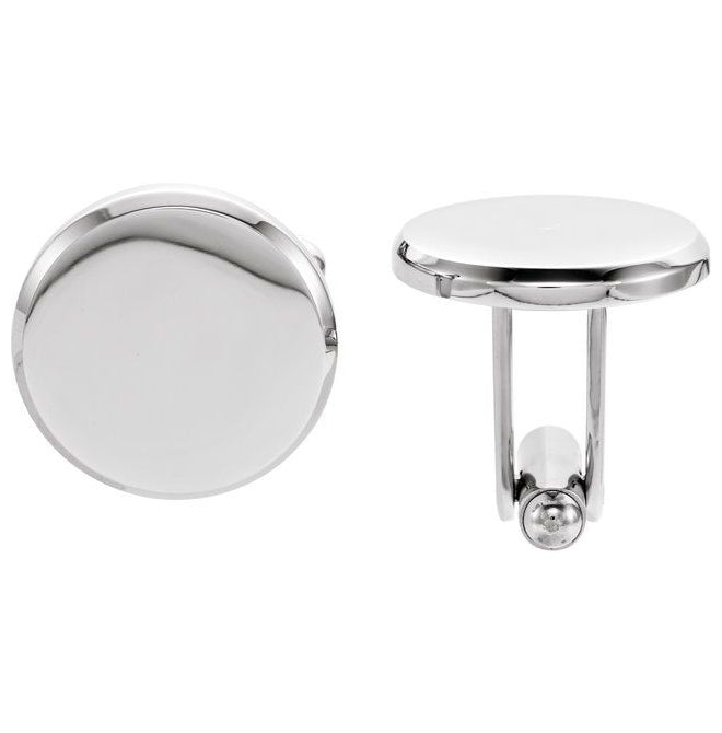 Stainless Steel 13 Mm Polished Pair Round Cuff Links