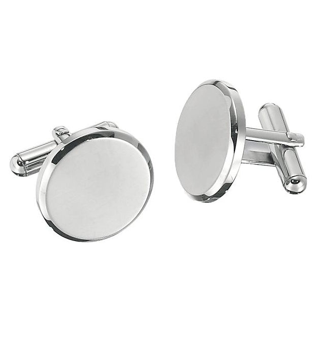 Stainless Steel 13 Mm Polished Pair Round Cuff Links