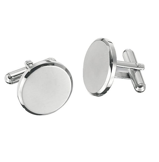 Stainless Steel 13 Mm Polished Pair Round Cuff Links