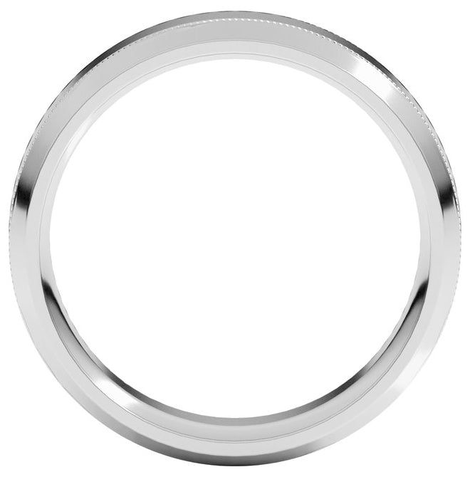 14K White Gold 6 mm Milgrain Beveled-Edge Comfort-Fit Flat Band Size 10