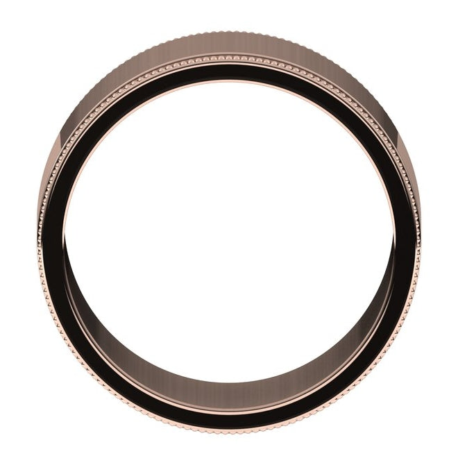 14K Rose Gold 10 mm Milgrain Flat Band Size 11