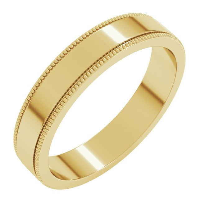 14K Yellow Gold 4 mm Milgrain Flat Band Size 7