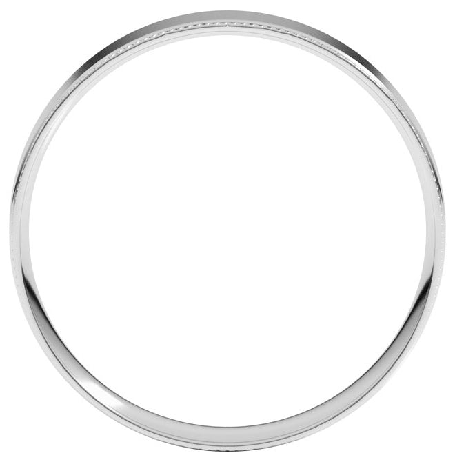 14K White Gold 4 mm Milgrain Stepped-Edge Comfort-Fit Flat Band Size 12.5