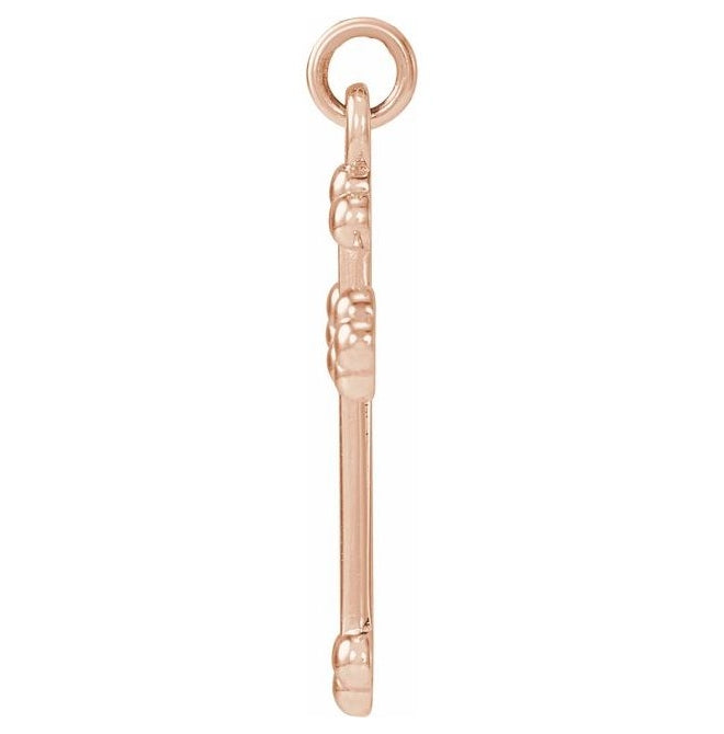 14K Rose Gold 12 X 7.8 Mm Polished Cross Pendant