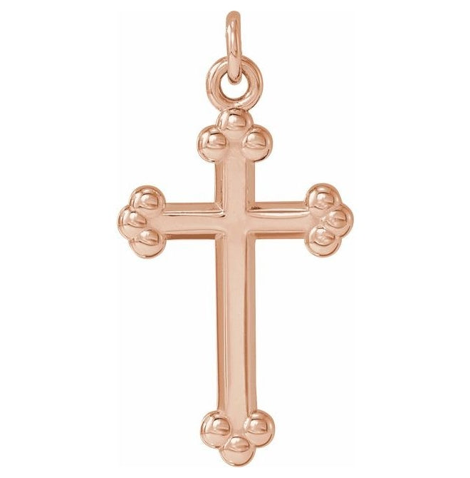 14K Rose Gold 12 X 7.8 Mm Polished Cross Pendant