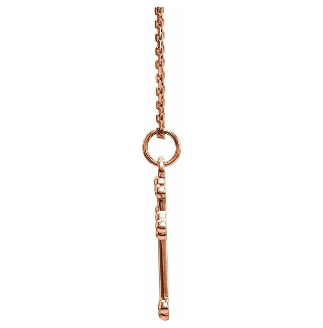 14K Rose Gold 12 X 7.8 Mm 18 In Polished Cross Necklace