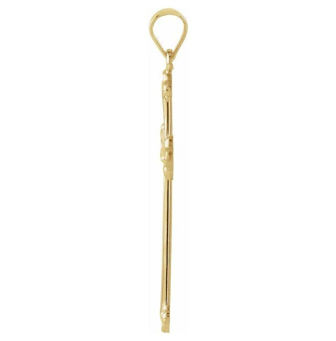 14K Yellow Gold 27.5 X 16 Mm Polished Cross Pendant