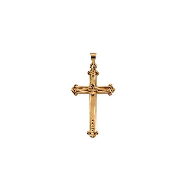 14K Yellow Gold 27.5 X 16 Mm Polished Cross Pendant