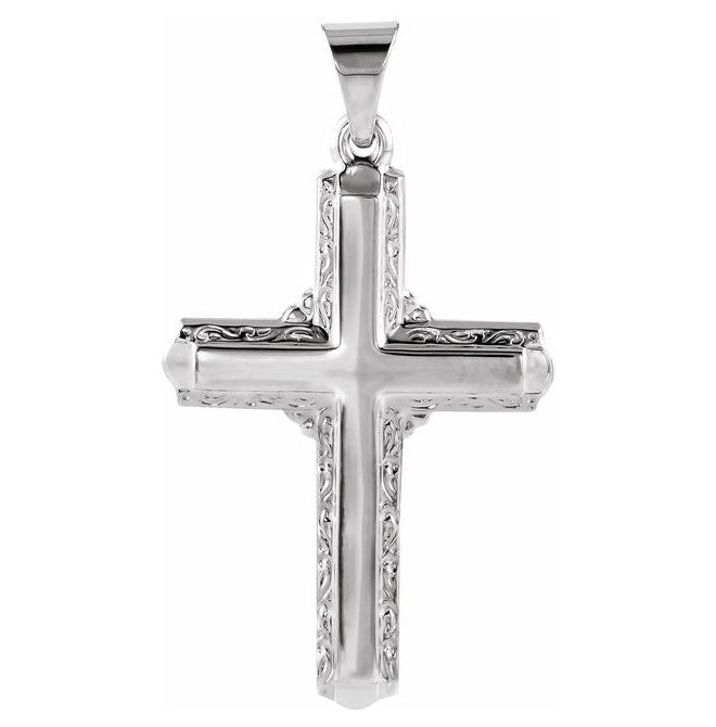 Platinum 26 X 18 Mm Polished Cross Pendant