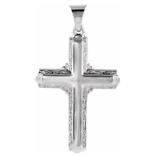 Platinum 26 X 18 Mm Polished Cross Pendant