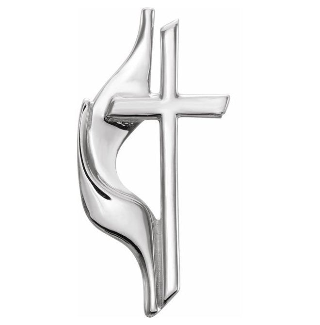 Sterling Silver 19 X 10 Mm Polished Methodist Cross Lapel Pin