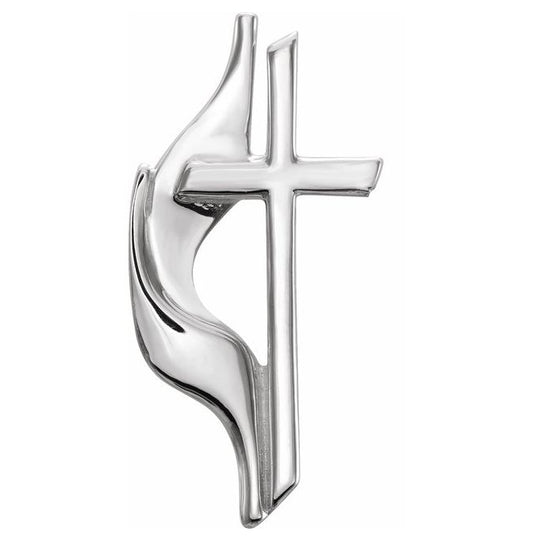 Sterling Silver 19 X 10 Mm Polished Methodist Cross Lapel Pin