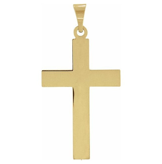 18K Yellow Gold 29.4 X 14 Mm Polished Cross Pendant