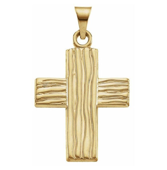 14K Yellow Gold 23 X 19 Mm Polished Rugged Cross Pendant With Box