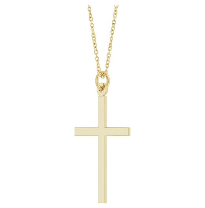 14K Yellow Gold 30.9 X 17.3 Mm 18 In Polished Cross Necklace
